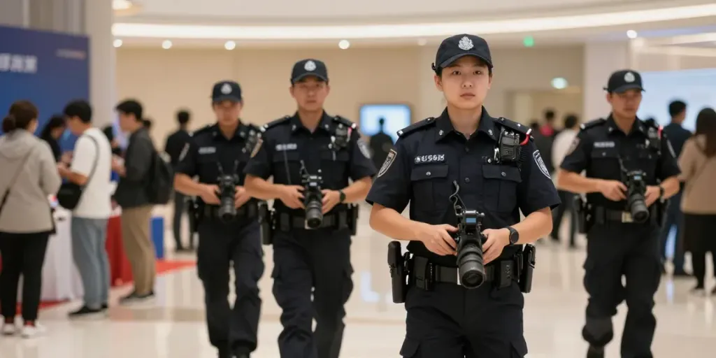 Security team providing reliable services at a corporate event, ensuring safety for nearby businesses.